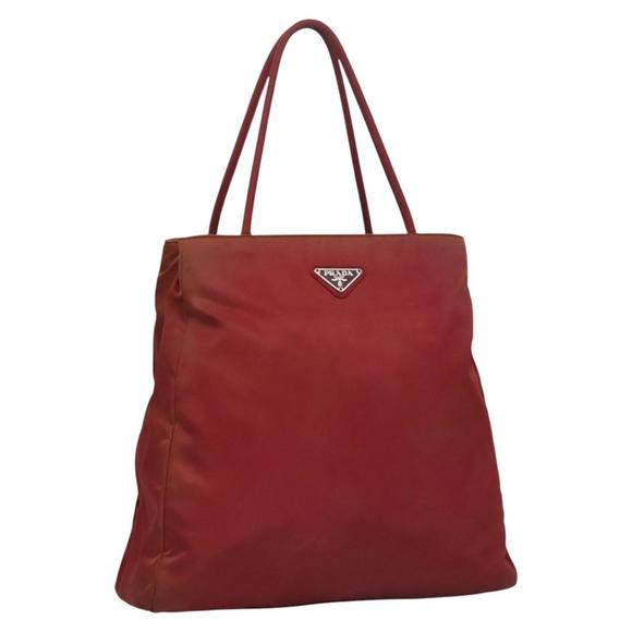 PRADA Hand Bag Nylon Red Silver Auth ar13253 - Picture 1 of 16